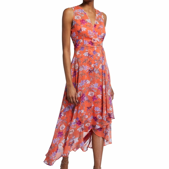 Calvin Klein Dresses & Skirts - 🆕️ NWT Calvin Klein Faux Wrap Chiffon Tulip Hem